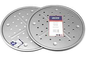 Pizza Pan Baking Tray Twin Pack - 13 Inch (33.5cm), British Made with Teflon Non Stick by Lets Cook Cookware