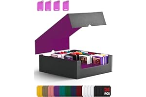 ZLCA Pudełko do przechowywania kart do MTG PTCG, Commander Deck Box pomieści ponad 2400 kart, etui do przechowywania kart z 4 korkami, organizer na karty sportowe TCG (czarno-fioletowe)