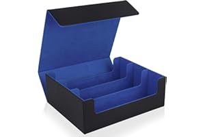 TOPTAN Card Deck Case Organizer for Trading Cards, 1800+ PU Leather Card Deck Storage Box with Magnetic Closure for MTG TCG Yugioh Sport Cards, Black and Blue