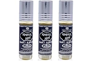 BUSINESS SQUARE BS Set di 3 Muschio AMEER Al Rehab 6ml di Profumo Attar Profumo Arabo Senza Alcool 100% Olio Muschio Oud Roll on NOTE: Oud, Legno di Sandalo e Vaniglia