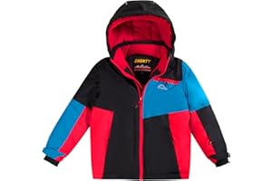 SMONTY Garçon Veste de Ski Manteau Hiver Imperméable pour Enfant Doudoune 6-16 ans con Capuche pour ski, alpinisme, sports de plein air en hiver