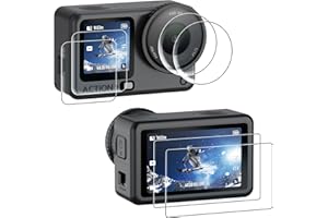 AMAZEAR Displayschutz & Objektivschutz für DJI Osmo Action 6 Zubehör (6er Pack), Action6 Pro Panzerglas Schutzfolie,objektiv, Ultra HD objektiv, 9H Härte, Kratzfest,HD Klar Panzer Schutz Glas