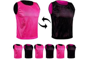 SPORTSBIBS 6X Petos Respirable de Fútbol - Juego de 6 Piezas - Camisetas de Dos Caras de Malla Abierta y Ligera, Chaleco De Entrenamiento T-Shirt Ejecutar Unisex Sport S M L XL