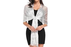 vimate Sparkling Metallic Shawls and Wraps for Bridal Weddings/Evening Party/Formal Dresses (With Free Shawl Buckle)