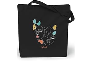 Loxato Tote Bag Noir - Sac en Tissu Noir 35 x 42 x 8 cm - Cabas Femme Tissu - Tote Bag Coton 100% - Sac Fourre Tout Femme en Toile - Tod Bag Noir - Sac Toile Femme - Top Bag Noir - Sac Tissu Femme