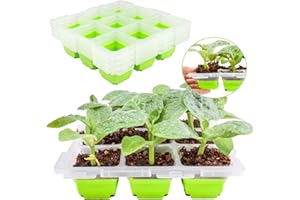 QTUN Seed Trays 4Pack 36 Cells Reusable Seed Starter Tray, Mini Propagator Greenhouse Plant Growing Trays for Starting Vegetable, Flower & Herb Seeds, Indoor Grow Kit for Plant Seedlings