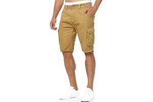 Indicode Herren Blixt Cargo Shorts mit 6 Taschen und Gürtel aus 100% Baumwolle | Männer