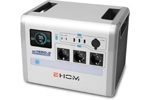 EHOM Power Station portatile, EP1650 1024Wh, LiFePO4 EVE, batteria solare, 230V, AC/DC/USB, 1650W (punta 2700W), alimentazione mobile come unità di emergenza per camper casa, attività