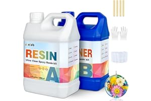 NIUB Epoxidharz, 4 L Harz und Härter-Set, neue Formel für kristallklares, sicheres und ungiftiges Kunstharz-Set, keine Blasen, selbstnivellierend und einfach für Anfänger, tiefes Gießen Epoxidharz