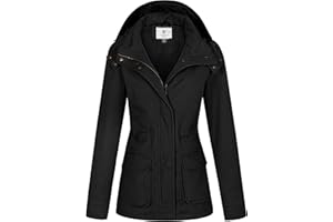 WenVen Giacca da Donna Cotone Militare Caldo Giubbotto Slim Fit Casual con Zip Antivento Cappotto Leggera Giacchetta Carga Classica Parka Montagna