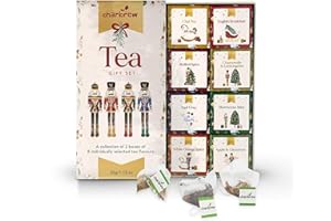 Charbrew Christmas Nutcracker 16 Box Assortment Tea Gift Set - 16 Mesh Teabags 8 Mix Tea Blends Including Classic & Herbal/Fruit