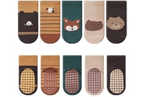 Kyopp 5/10 par skarpetek niemowlęcych ABS antypoślizgowe skarpety z motywami zwierzęcymi stoperami bawełna Crew Socks