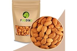 ‎FOODINO Mandeln mit Haut ganz Mandelkerne ohne Schale Mandel naturbelassen ungesalzen süß ungeschwefelt 100% Natural 500g - 5kg Mandel Kerne aus Australien wiederverschließbar Premium Qualität FOODINO (5kg)