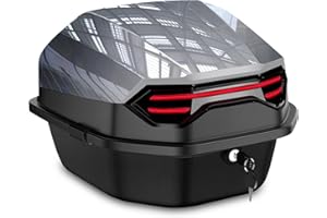 ‎ABESTME ABESTME Motorradkoffer Topcase, Topcase für Roller, Motorrad Daily Tail Box Trunk Carrier Kunststoffkoffer mit Sicherheitsschloss, Wasserdicht Motorrad Top Box mit Installieren Platte (Dunkelgrau)