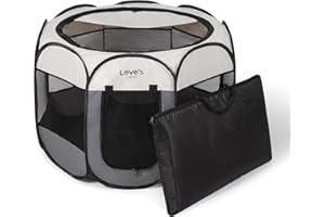 Love's cabin Welpenlaufstall 91x91x58 cm, mittlerer Welpenauslauf Indoor/Outdoor, tragbarer Laufstall Hund, Faltbarer Pop-up Hundelaufstall für Wohnung mit Tragetasche Katzengehege, abnehmbares Dach