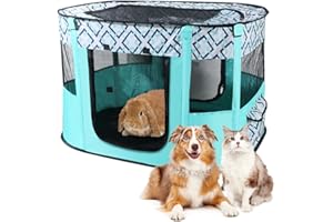 PEELANMALL Parc pliable pour chiots et animaux - En tissu Oxford - Tente rectangulaire pour chiens - Lapin, cochon d'Inde - Pour l'intérieur ou l'extérieur - 70 x 55 x 40 cm - Vert clair
