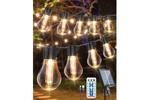 LITOHOM Solar Lichterkette Aussen, 14M/46FT Lichterkette Außen Solar Mit 30 Glühbirnen, Usb-Aufladung, Timmer&Fernbedienung, 8 Modus Solarlichterkette Wetterfest für Garten, Balkon, Party, Balkon, Hochzeit