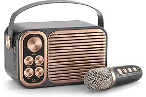 Haut - Parleur Bluetooth, Haut - Parleur ALPOWL Rétro - Look, Parleur sans Fil Portable avec Système de Haut - Parleur pa et Mini Microphone sans Fil UHF pour Réunions de Extérieur/Intérieur [Noir]