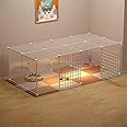 LEDIN Small Animal Playpen, Pet Cage, Transparent DIY Dog Cat Playpen with Door, Portable Yard Fence, for Puppy, Kitten, Guinea Pigs (with cover)
