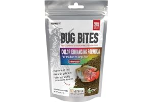 Fluval Bug Bites fiskfoder, med insektlarver, färgförstärkande foder, långsamt sjunkande granulat, 1,4–2 mm, 125 g