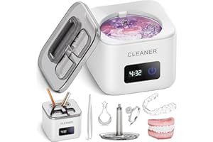 Jooplayer 45kHz Ultrasonic Retainer Cleaner, Professional Ultrasonic Denture Cleaner with UV-Light, Portable Ultrasonic Cleaner for Dentures, Whitening Trays, Toothbrush Head, Jewelry