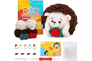 KUPPT Kit per uncinetto per principianti, kit per animali all'uncinetto, kit per principianti all'uncinetto con uncinetti, filato, video di istruzioni, kit per lavori a maglia per fai da te (riccio)