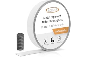 ECENCE 5m /16.4feet Self-Adhesive Metal Strip - with 10 Ferrite Magnets - Steel Strip, Metal Tape for Notes, Photos, Memos & Crafts (35 mm Wide)