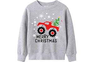 TCWWBB Boys Girls Christmas Jumper Sweatshirt Xmas Jumpers Kids Unisex Santa Claus Moster Truck Reindeer Tops Children Long Sleeve Cotton Clothing Outfits Casual Crewneck Winter Clothes Age 1-11 Years