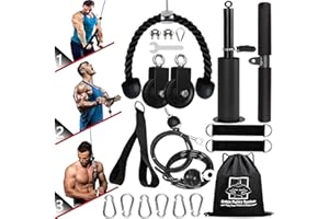 FAVUIT Weight Cable Pulley System Gym DIY Pulley Cable Machine Attachment System Fitness Home Gym Equipment Workout Accessories Forearm Wrist Roller Training for LAT Pull Down Biceps Curl Tricep Extensions