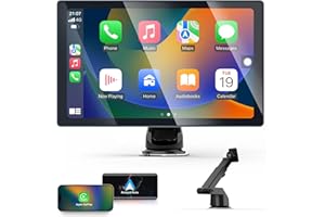 PASHLYSH Carplay wyświetlacz do Apple Car Play i Android Auto, 9-calowy ekran dotykowy do radia, bezprzewodowe odtwarzanie Siri/Google Assistant dla większości pojazdów