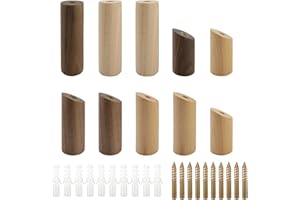 Eozighi 10 Pezzi Ganci Appendiabiti in Legno Moderno Ganci da Parete in Legno Robustezza Appendiabiti da Muro Singolo Naturale per Asciugamani Cappello Cappotti Appesi Sciarpe, Tre Dimensioni