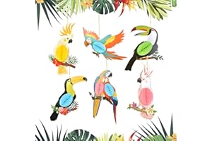 SIYINGSAERY 6 Stück Tropische Vögel Dekorationen Papageien Deko Hawaiisch Tukane Papagei Hängende Dekorationen Dschungel Dekorationen Tropical Party Girlande für Luau Party Tiki Pool Party Dekoration