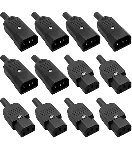 Adattatore Angolare IEC C14-C13 – 2 Pezzi (sinistro E Destro) – 10A 250V, In Rame E PVC – Per PC, Server E Monitor