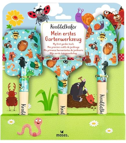 Kit Jardinage Pour Enfants Moses - Sac Avec Pelle, Râteau, Vaporisateur - Outils Bois Et Métal - Âge 3+