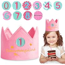 FAMU Land Corona Primo Compleanno - Per Neonato, Bambino e Bambina Da 0 a 9 Anni - Cappello Originale Festa Bambini - Design Moderno - Numeri Intercambiabili - 1 2 3 4 5 6 7 8 9 anni - Regalo