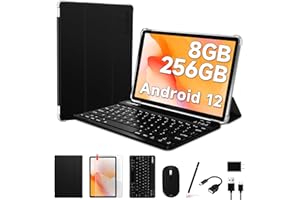 KINSTONE Tablet PC 10,1 cala Kintone Tablet PC 2 w 1 MTK 8183 CPU, Android 12 tablet z 8 GB RAM 256 GB Rom,tablet 2 w 1 z klawiaturą, myszką i rysikiem