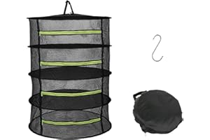 GOIEHIR Rejilla para Secado de Hierbas,Secador de Hierbas Colgante de 4 Capas, con Ganchos y Cremalleras, Red de Secado de Malla para Plantas, Hierbas, Especias, Verduras y Carne