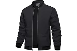 TACVASEN Herren Bomberjacke Leichte Übergangsjacke Fliegerjacken Frühling Herbst Blouson mit Taschen