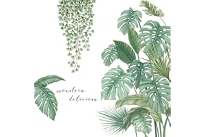 TAIANJI Wall Stickers Tropical Green Plant Wall Sticker, Monstera Deliciosa Wall Stickers Banana Leaf Wall Stickers, Tropical Leaves Wall Decal for Living Room Office Bathroom(83 x 83cm)