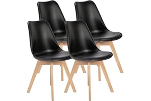 CEYIRO Chaises Salle à Manger, Chaise Scandinave Lot de 4,Idéal pour Salle à Manger,Salon,Cuisine,Chambre à Coucher (4, Noir)