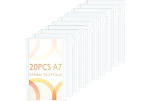 Caianwin Bolsas de encuadernación A7, 20 uni., PVC 6 aguj., carpeta plást. res. al agua, sobres transparentes presupuesto, accesorios planificadores