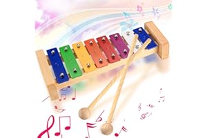 BAYIDUN Xilófono de Madera con cascabeles, Instrumento de música rítmica, xilófono de Madera de Colores con 2 mazos para Adultos y niños, cascabeles Musicales Juguete Regalo
