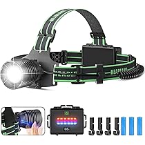 PEAKRO Stirnlampe LED 100.000 LM - Wiederaufladbar Mit 9000mAh Akku Und Sensor