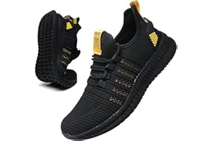 VNANV Scarpe da Corsa da Uomo Scarpe da Ginnastica in Gomma Nera per Scarpe da Ginnastica alla Moda, Palestra, Tennis, Casual, Sport, Lavoro e Jogging