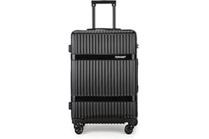 Fly Kite Luggage 28 Inch Large Suitcase PC+ABS Hard Shell with Aluminium Trolley Handle Real TSA 3 Digit Secure Lock 360° Smooth Wheels Lightweight Suitcase Black