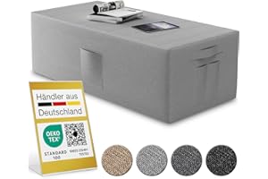 ‎ELONEO ELONEO Husse für Klappmatratze 140x195x15 cm, mit Seitentaschen, waschbar, Schonbezug für Gästematratze, Macht die Faltmatratze zum modernen Sitzhocker, grau