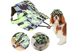Shyllin Hunde Baseballmütze,Verstellbar Hundecap mit Ohrlöchern,Haustier-Outdoor-Kappen,Atmungsaktiv Sonnenhüte für kleine, mittlere und große Hunde (Grün, XL)