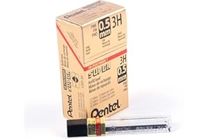 Pentel Hi-Polymer Super, Lot de 12 étuis de 12 mines pour porte-mines, 0,5 mm - 3H