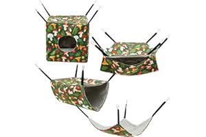 HUHWAFEE 4 Stück Hamster Hängematten Haus,Hängeschaukel Kleintiere Bettwäsche,Waschbar Rattenkäfig Zubehör,Weicher Plüsch Meerschweinchenbett Spielzeug für Frettchen Ratten Meerschweinchen Papagei(Grün)