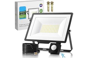 MUEZDUR Security Lights Outdoor Motion Sensor, 50W 5000LM Mains Powered LED PIR Floodlight, IP66 Waterproof Flood Light for Garage, Garden, Patio